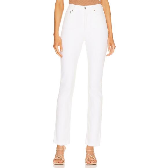 Agolde Riley Long High Rise Straight in Sour Cream Size 28 Denim Button Fly